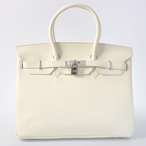 H35LPWS Hermes Birkin 35CM pelle clemence in bianco puro con S